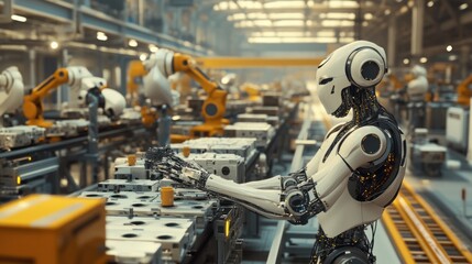 Fototapeta premium Robot Working on Assembly Line