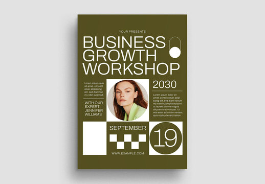Green Utilitarian Business Growth Workshop Flyer Layout