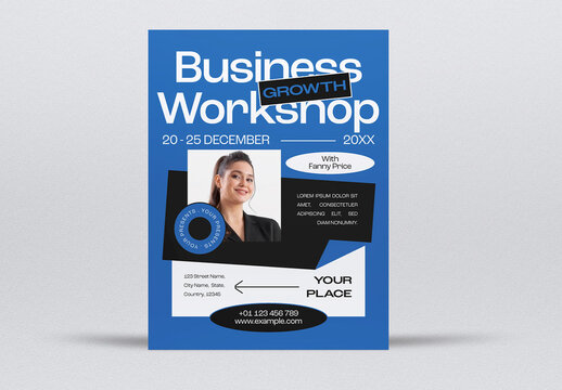 Blue Minimalist Maximalism Business Growth Workshop Flyer