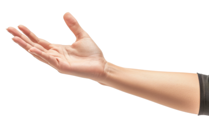 Hand in waving gesture, saying hello on white transparent background
