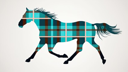 Obraz premium Gingham Gallop,Could be used for home decor (pillows, mugs), greeting cards, or as a design element for farm-themed products.