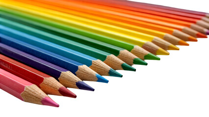 Obraz premium Pencils isolated on white transparent background png cut out clipping path colourful rainbow drawing palette download