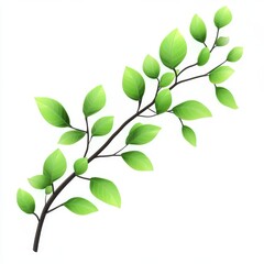 Fototapeta premium Vibrant 3D Rendered Eco-Friendly Branch with Green Leaves Isolated Illustration