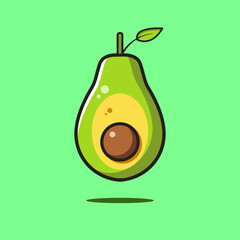 Avocado fruit vector icon illustration in cartoon style