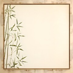 Obraz premium Zen-Inspired Frame with Bamboo Borders and Calm Background, zen frame, bamboo borders, meditative style, quote-ready frame, peaceful background, calm decor, no people, beauty, calm, calmness