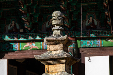 old stone tower in the Buddhist temple
