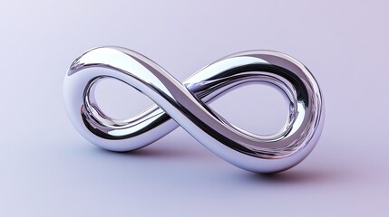 Naklejka premium A shiny silver infinity symbol on a purple background.