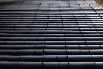 tiles covering the roof of the Buddhist temple building