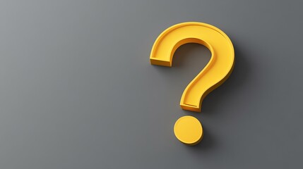 A yellow question mark on a grey background.