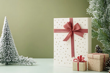 Christmas gift box mockup with simple, minimal design