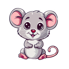 Fototapeta premium Funny Mouse PNG Clipart Cute Watercolor Mouse Design
