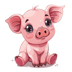 Naklejka premium Funny Pig PNG Clipart Cute Watercolor Piggy Design