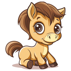 Obraz premium Funny Horse PNG Clipart Cute Watercolor Horse Design