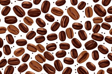 Obraz premium Rich brown coffee beans artfully scattered on a white background. Generative AI