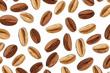 A delightful array of colorful coffee beans scattered on a bright background. Generative AI