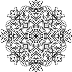 Blissful swirling bliss mandala coloring book page.