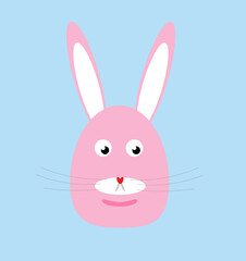 Obraz premium the head of a pink hare on a light blue background