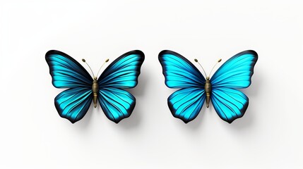 Obraz premium Vibrant blue butterflies gracefully resting side by side against a soft background. Generative AI