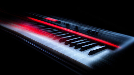 Midi keyboard. Motion blur.