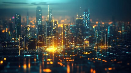 Naklejka premium Futuristic Cityscape at Night
