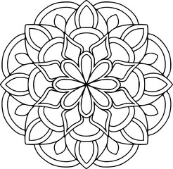 Simplicity floral mandala coloring book page. Easy Mandala Coloring Book Pages for Adults to Relax, Experiences Give Relief.v