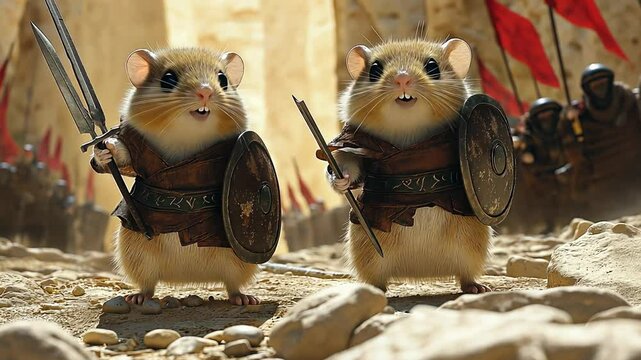 fantasy world with hamsters soldiers ready for combat A