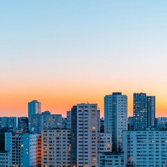 Obraz premium Abstract cityscape at dusk with a blend of natural and artificial lighting, high contrast, dynamic colors