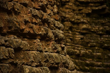 Ancient layered rocks in the Rufabgo Gorge
