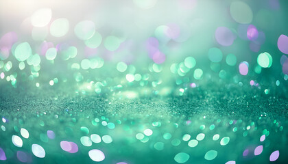 Captivating abstract background featuring green bokeh and light reflections. Ideal for festive, celebratory, or tranquil designs. Creates a mood of magic, elegance, and sophistication.