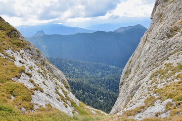 Descent into a forest valley from the mountain spurs