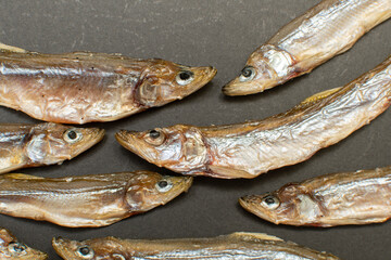 A dried smoked fish smelt	