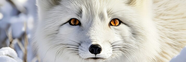 Obraz premium Magnificent Arctic Fox Portrait Capturing the Amber Eyes and Pristine Beauty of Wildlife in Canada