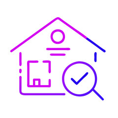 Obraz premium A creative illustration of a house with a checkmark and a magnifying glass, representing property inspection, evaluation, or real estate services in a modern style