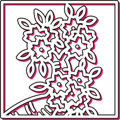 カラーシャドウ正方形ミニ花札　弥生　桜　3月　桜のカス