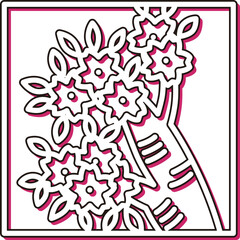 カラーシャドウ正方形ミニ花札　弥生　桜　3月　桜のカス