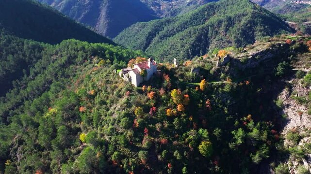 View from the sky of the old village of Tournefort