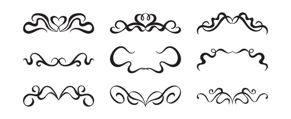 Vector graphic design template,  art nouveau floral style frame and logo, minimalistic ornate border, divider and frame decoration, for packaging, branding, invitations, tattoo silhouette illustration