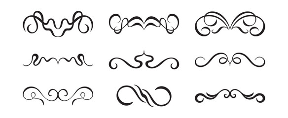 Vector graphic design template,  art nouveau floral style frame and logo, minimalistic ornate border, divider and frame decoration, for packaging, branding, invitations, tattoo silhouette illustration