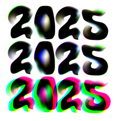 2025 Happy New Year black logo text design on white background