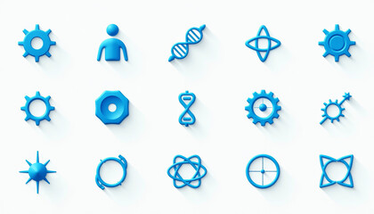 Abstract Blue Science Icons Set
