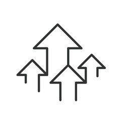 Fototapeta premium Rise up arrows, icon in line design. Rise, up, arrows, direction, increase, growth, progress on white background vector. Rise up arrows editable stroke icon
