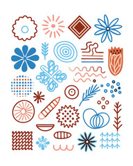 Naklejka premium Illustrator Artwork of texture Woods, flowers, leafs, shapes vector, poster, background, minimalist style