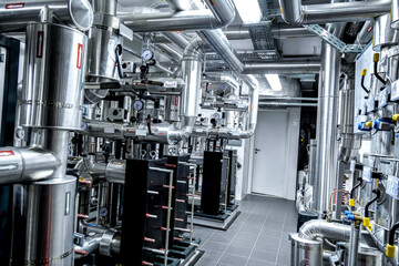 Thermal power plant piping at modern factory