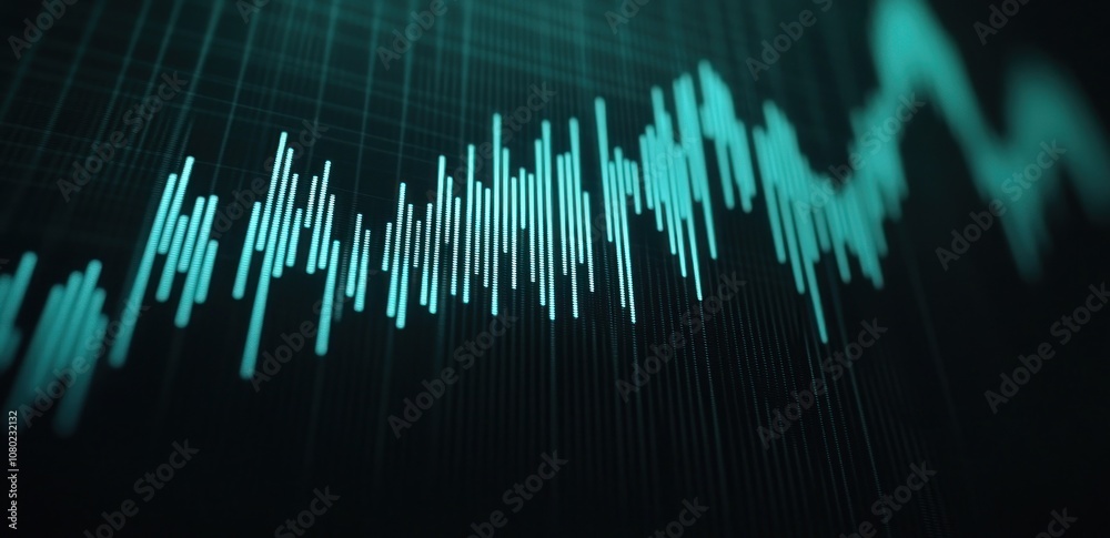 Aufkleber An abstract visualization of sound waves represented in a digital format.
