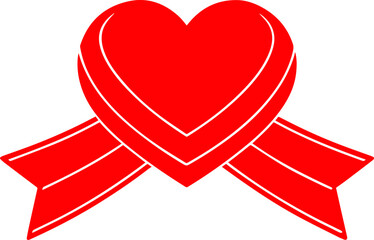 Valentine's day ribbon with love shape vector illustration