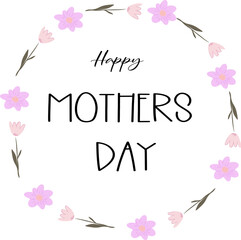 Minimalist Mother's Day Greeting with Floral Frame. Happy Mother's Day Floral Card Design