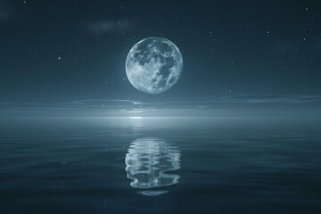 Obraz premium Tranquil Moon Reflection Creating a Calm Scene