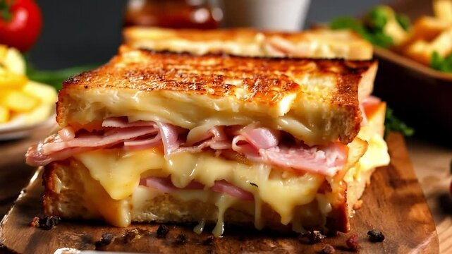 Delicious croque monsieur sandwich Bread dinner meal tasty meat	
