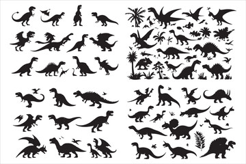 Silhouette Sets, Different Dinosaurs Art Collection
