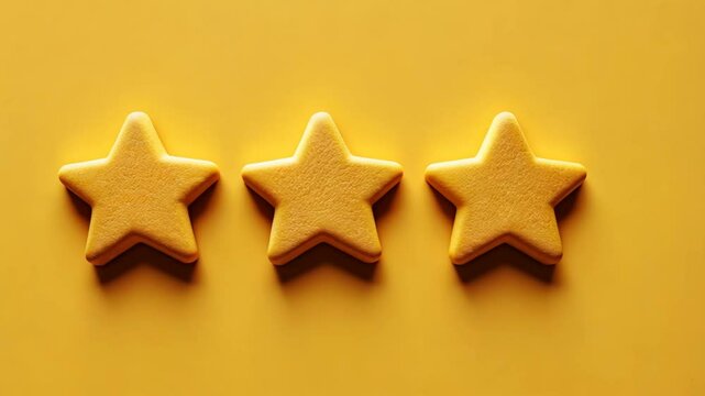 Three yellow stars are arranged in a row on a yellow background